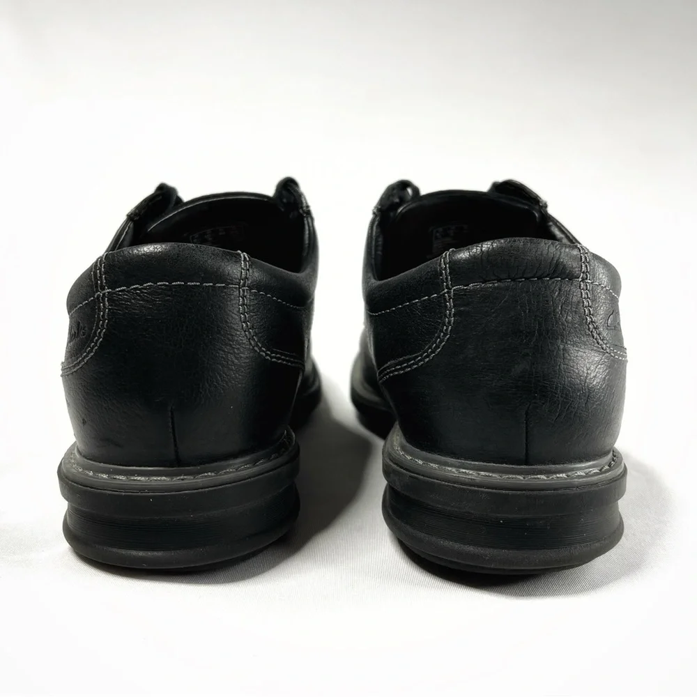 Clarks Size 10.5 Wide Black Rendell Lace Up Oxford Dress Shoes